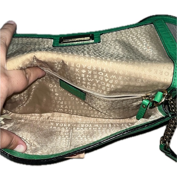 Kate Spade Orchard Valley Fiona Flap Green Leather Croc Embossed Crossbody Bag - Picture 5 of 11